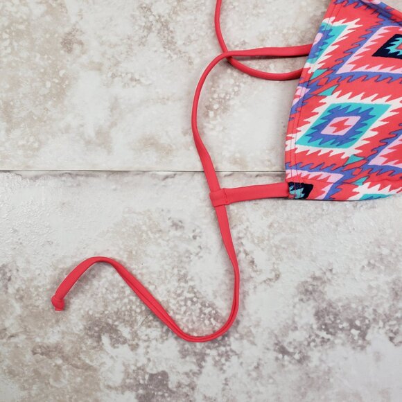 Coral Ganado Pink String Tie Triangle Bikini Top Hollister Removable Pads Sz M - Picture 6 of 8